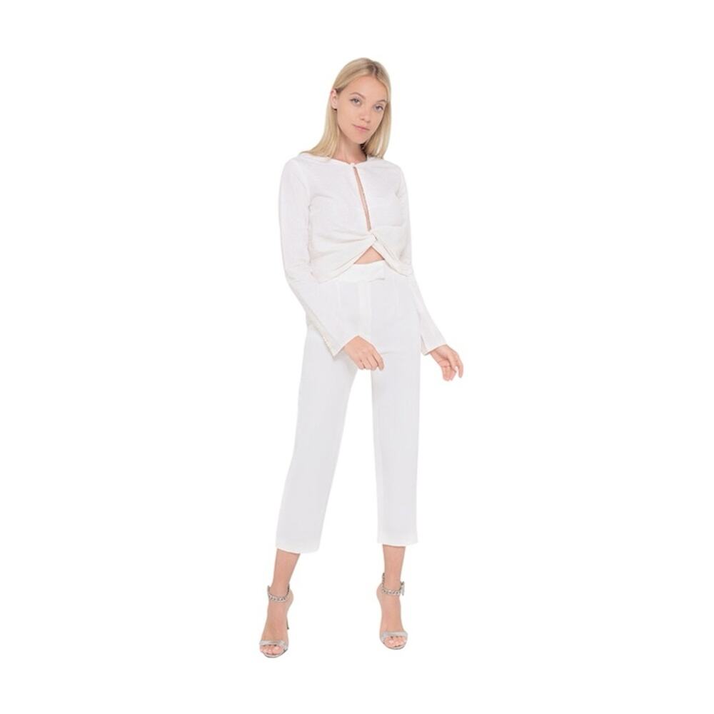 NWT BHLDN Zeta Erika Top Ivory White Long Sleeve Pearl Blouse Size 10